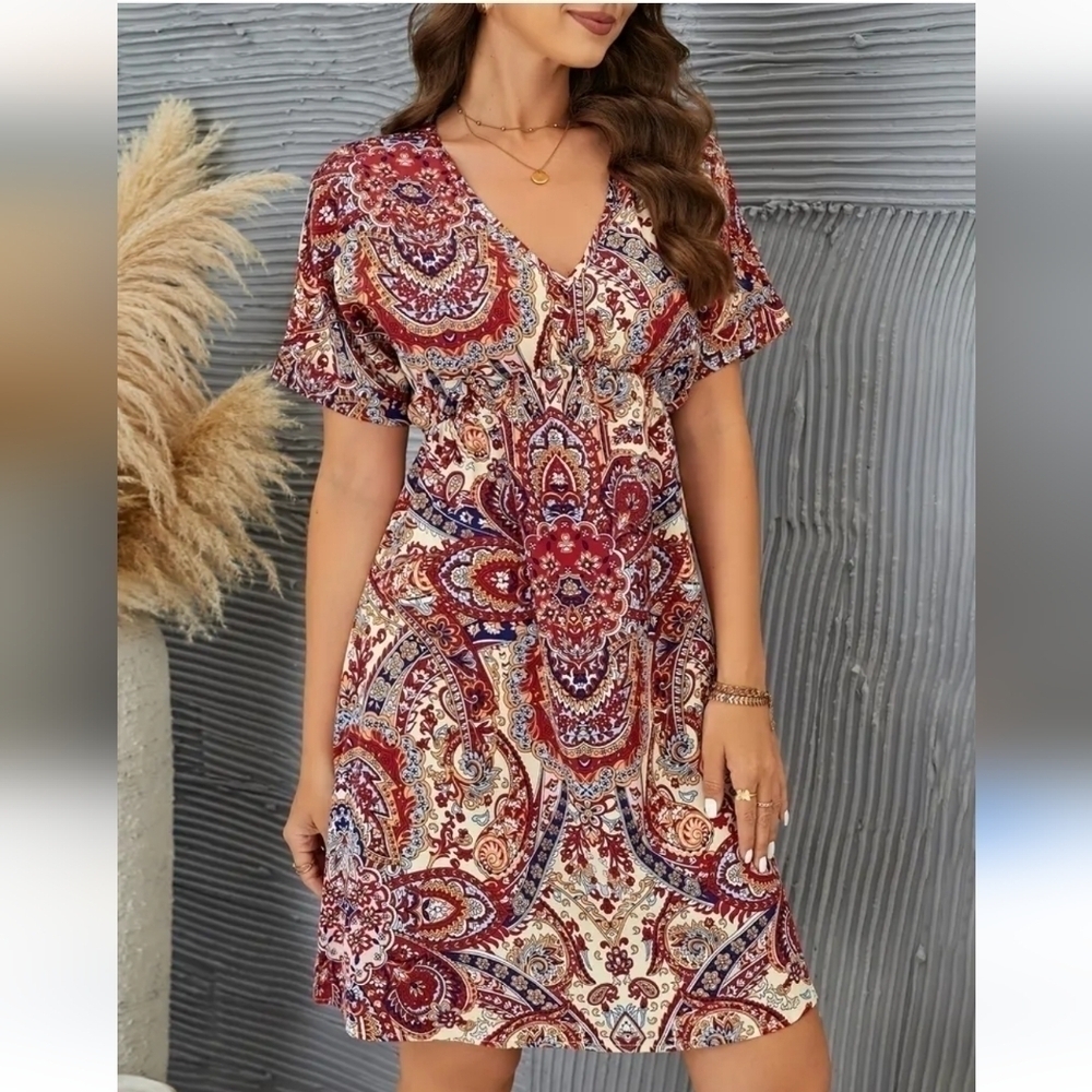 Paisley Vneck Minidress SIZE LARGE